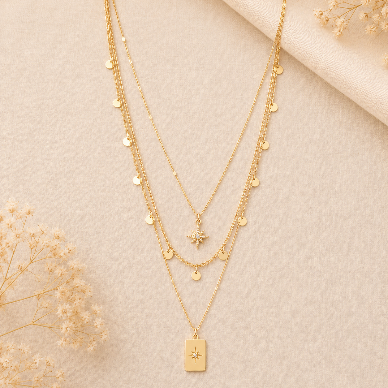 Celestial Layered Charm Necklace