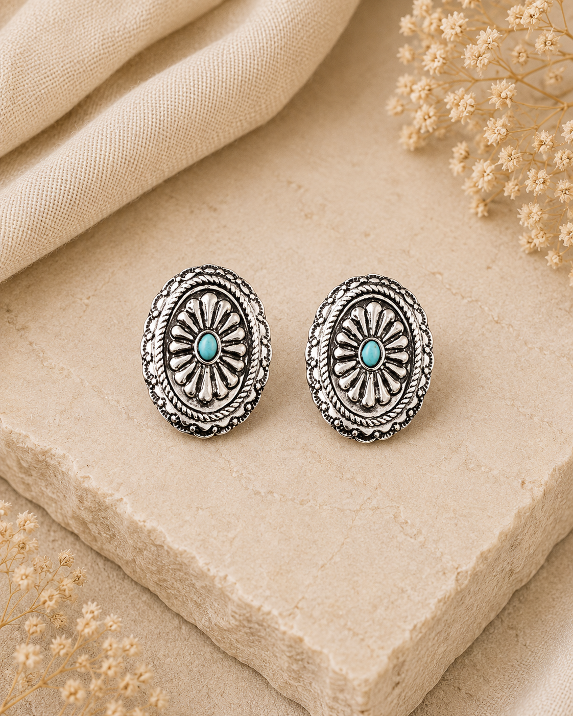 Turquoise Bloom Stud Earrings