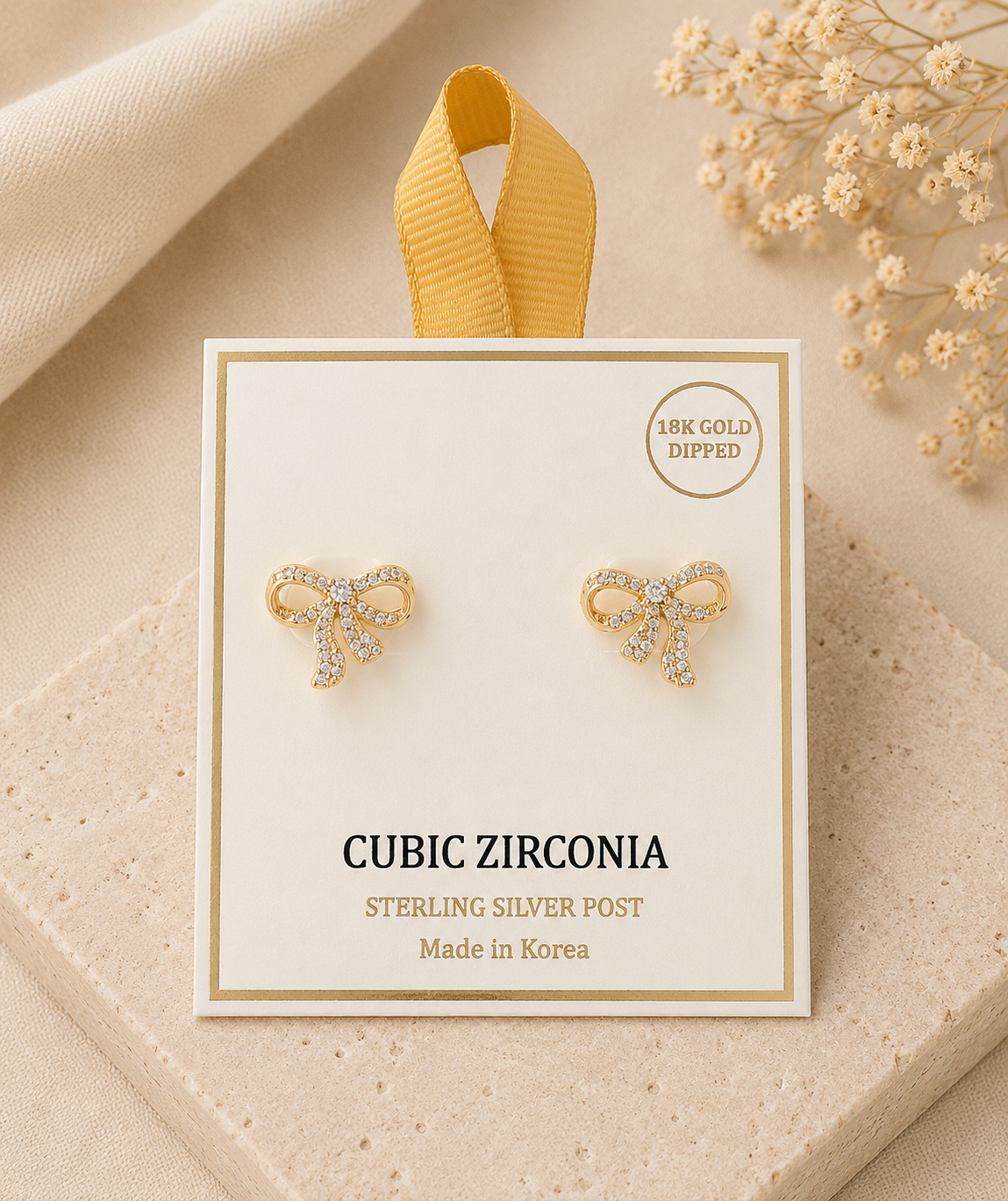 Golden Bow Stud Earrings