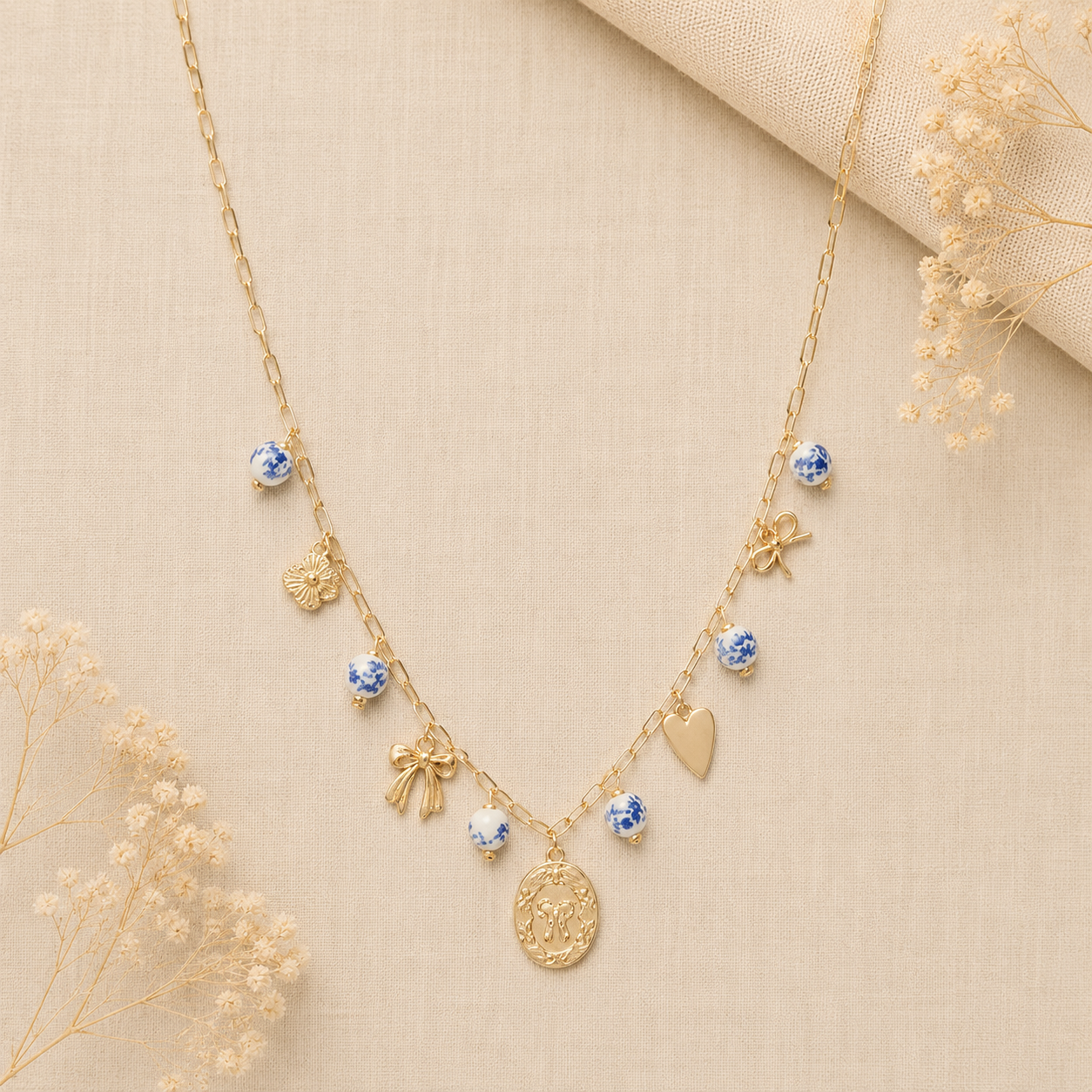 Blue Willow Charm Necklace