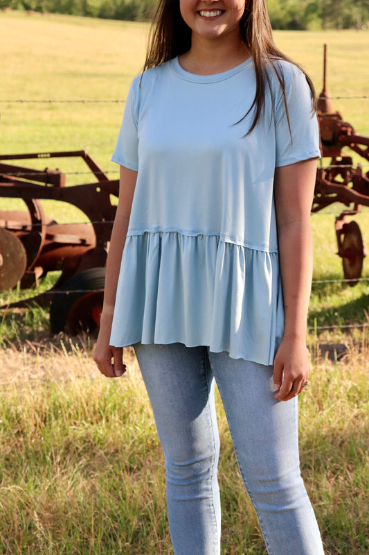 The Everyday Dusty Blue Tiered Top