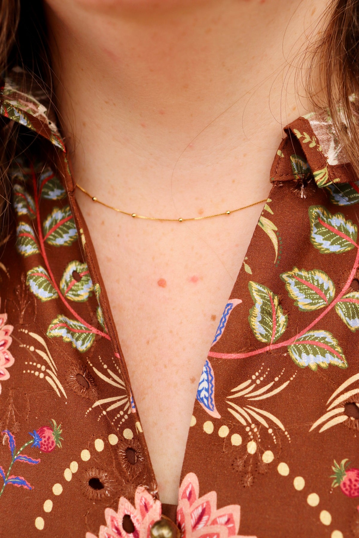 Dainty Beaded Gold Necklace