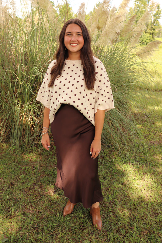 The Cocoa Dot Knit Top