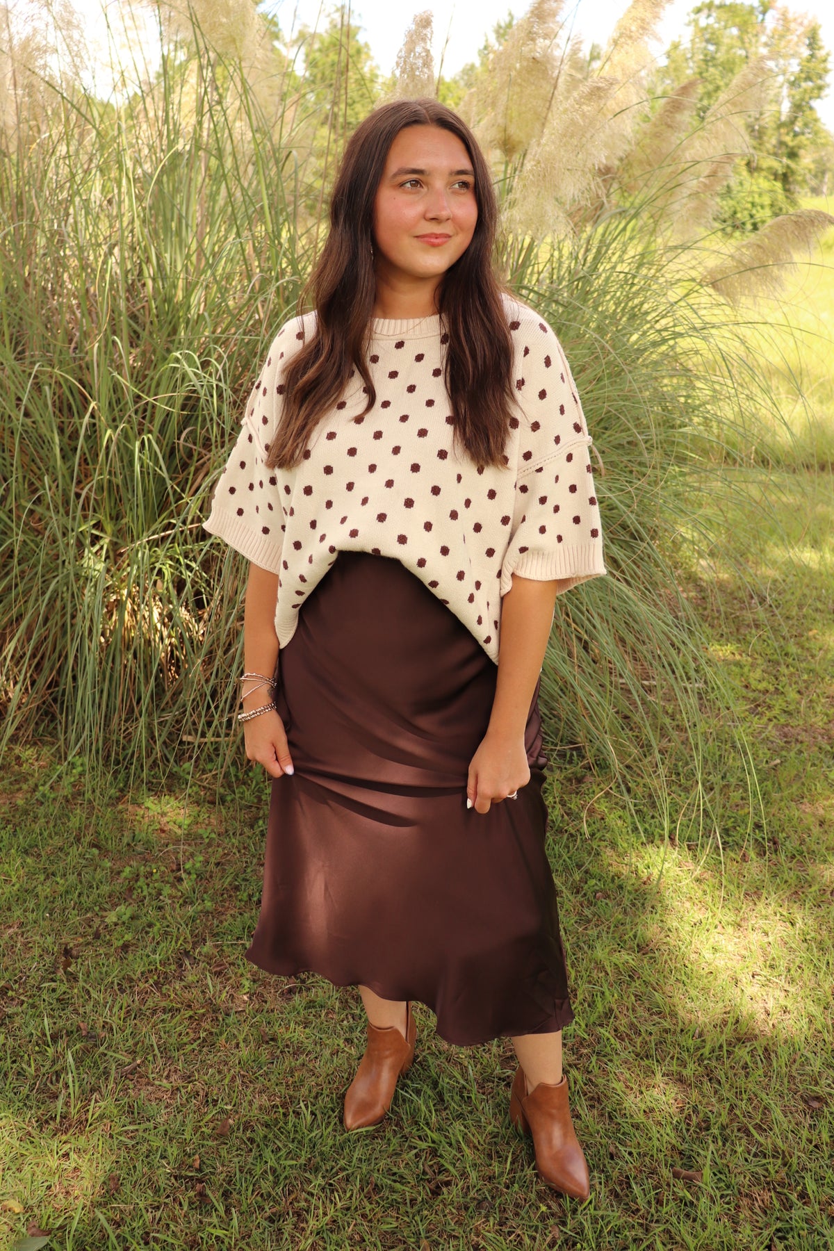 The Cocoa Dot Knit Top