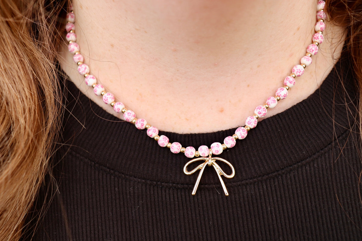 Blushing Bow Necklace