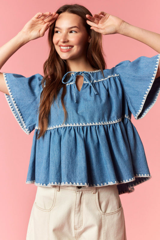Bluebell Breeze Babydoll Top