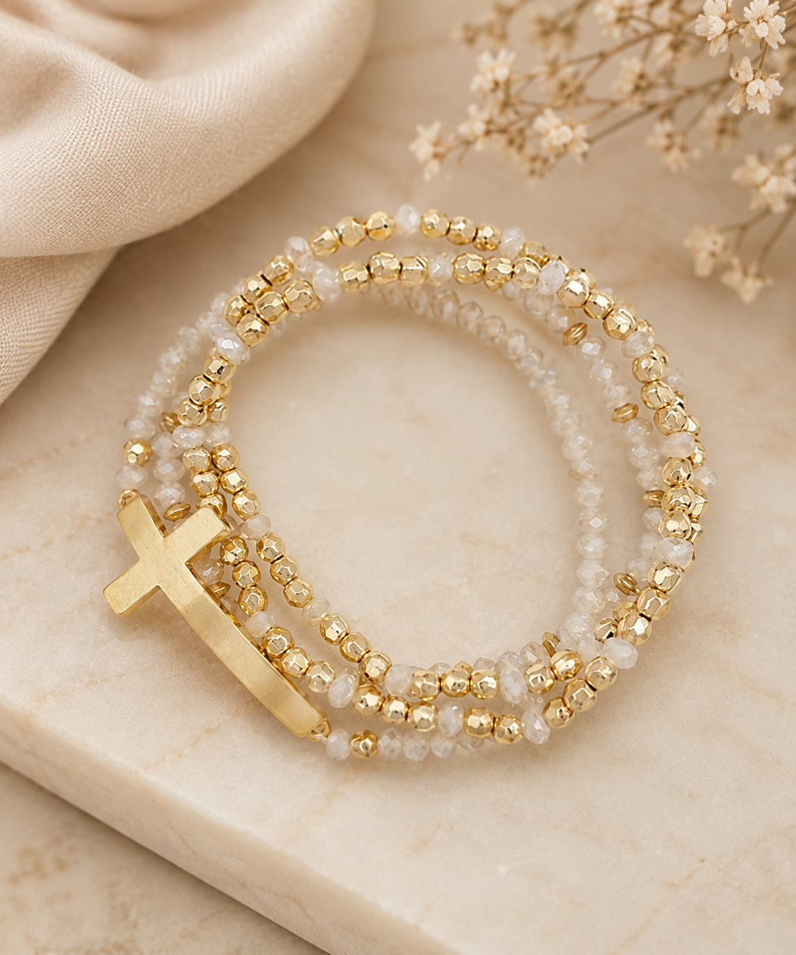 Faith & Grace Beaded Cross Bracelet Set