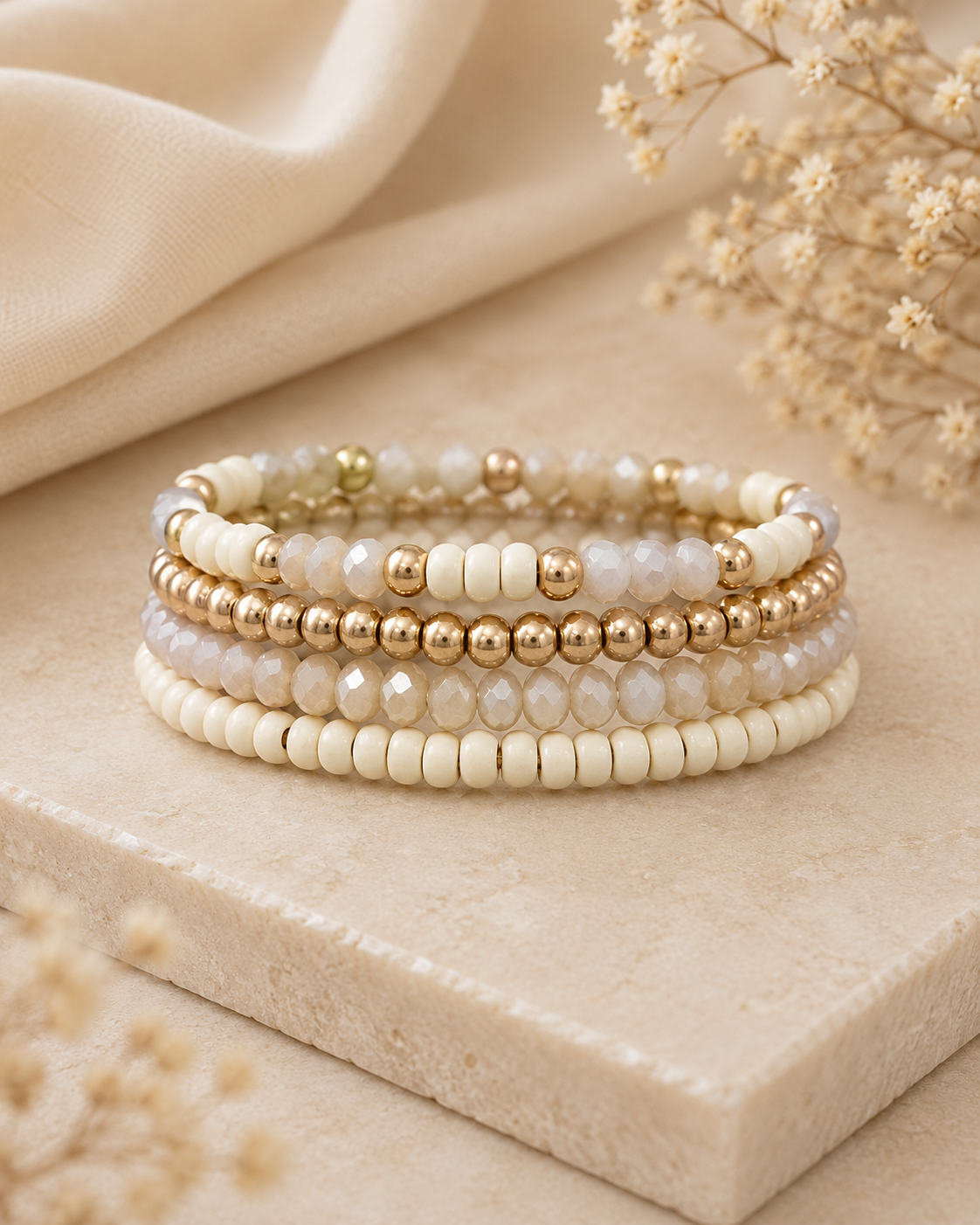 Neutral Luxe Layered Bracelet Set
