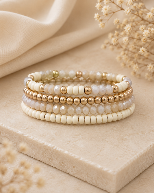 Neutral Luxe Layered Bracelet Set