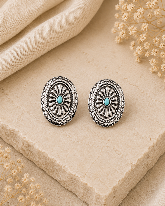 Turquoise Bloom Stud Earrings