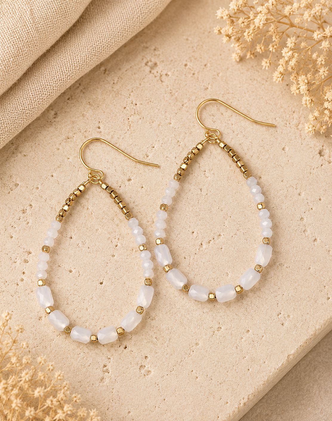 Golden Pearl Teardrop Earrings