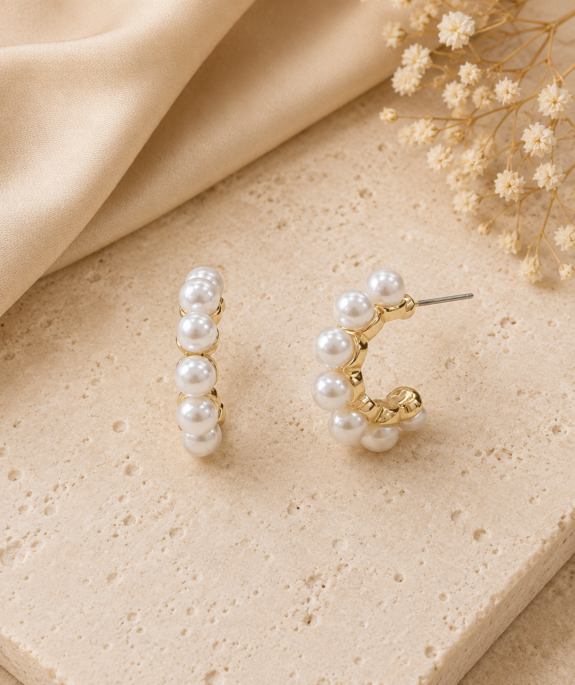 Classic Pearl Hoop Earrings