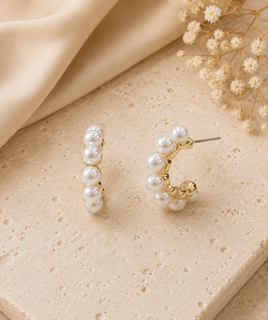 Classic Pearl Hoop Earrings