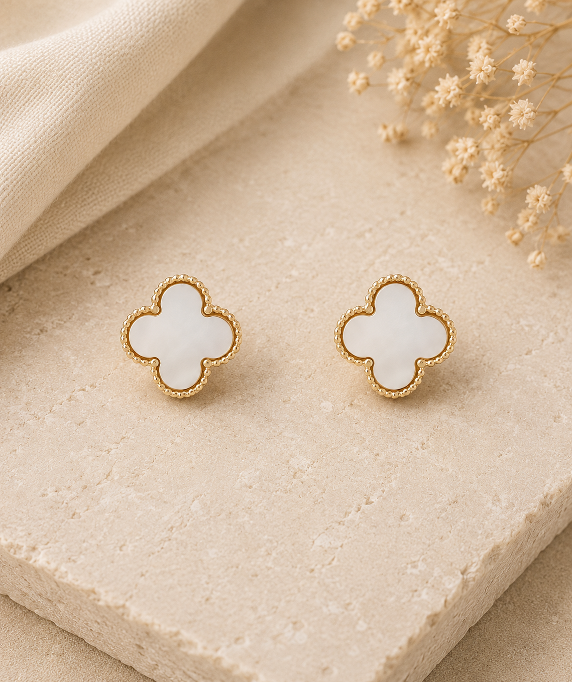 Golden Clover Stud Earrings