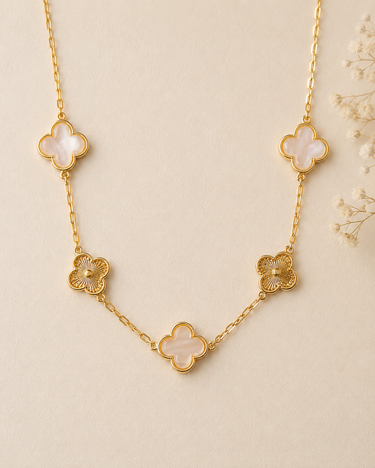 Golden Shell Clover Necklace