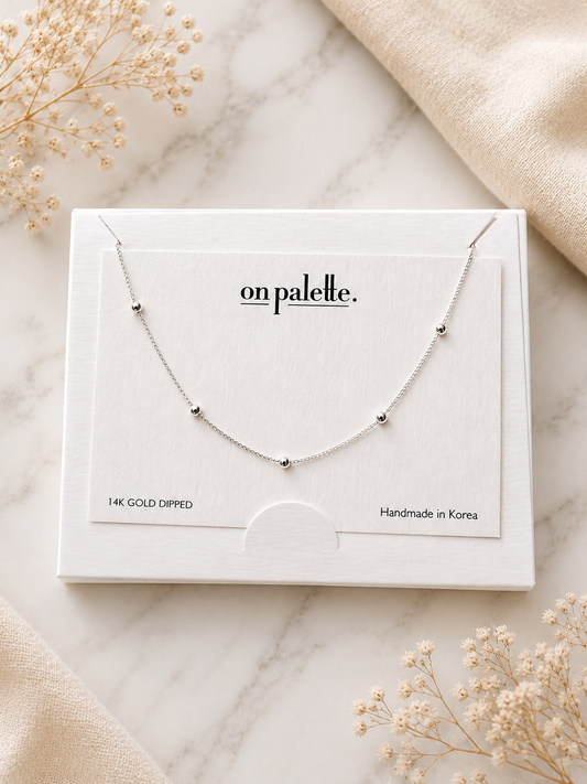 Dainty Beaded Silver Necklace