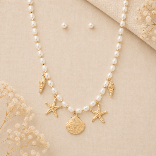 Seaside Pearl Charm Necklace