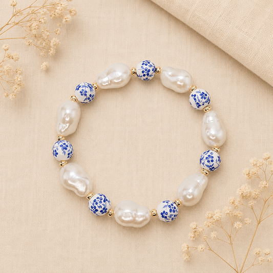 Blue Willow Pearl Bracelet