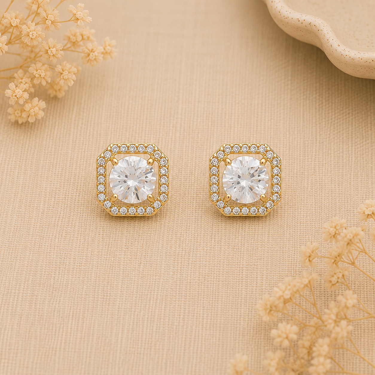 Charlotte Halo Stud Earrings