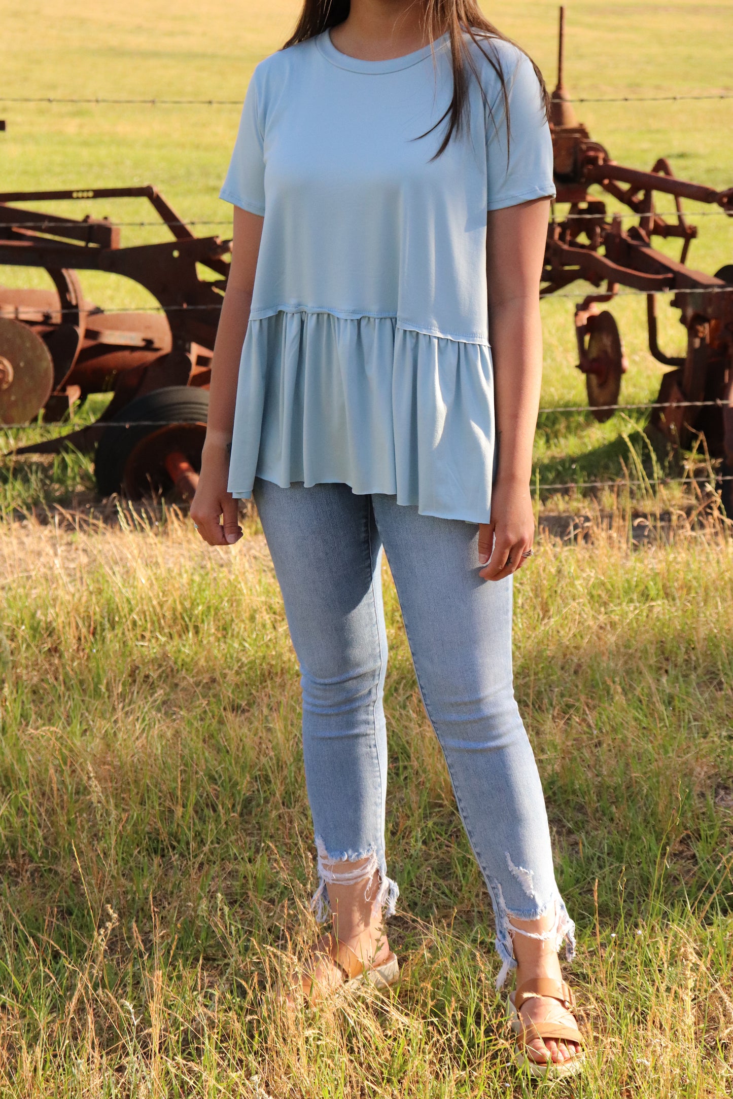The Everyday Dusty Blue Tiered Top