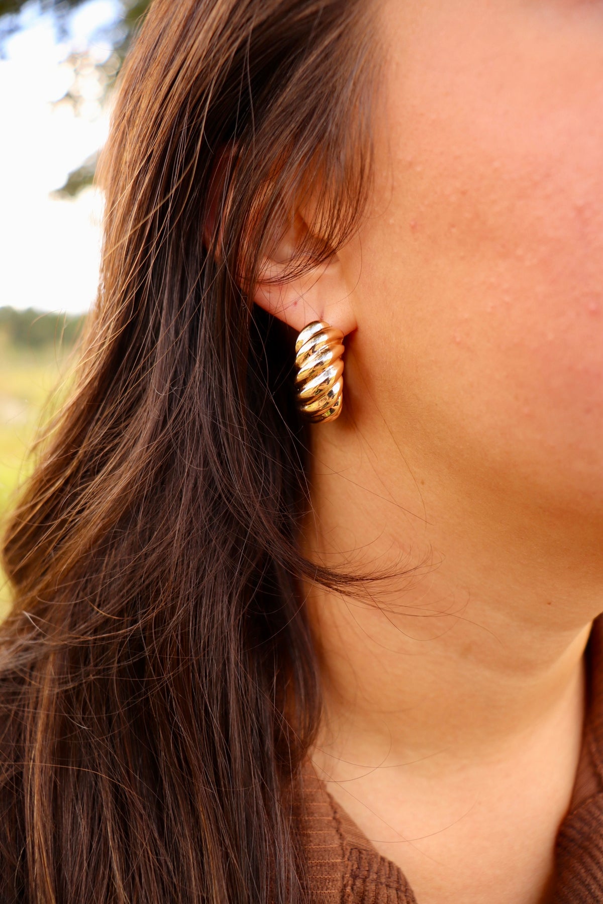 Golden Twist Hoop Earrings