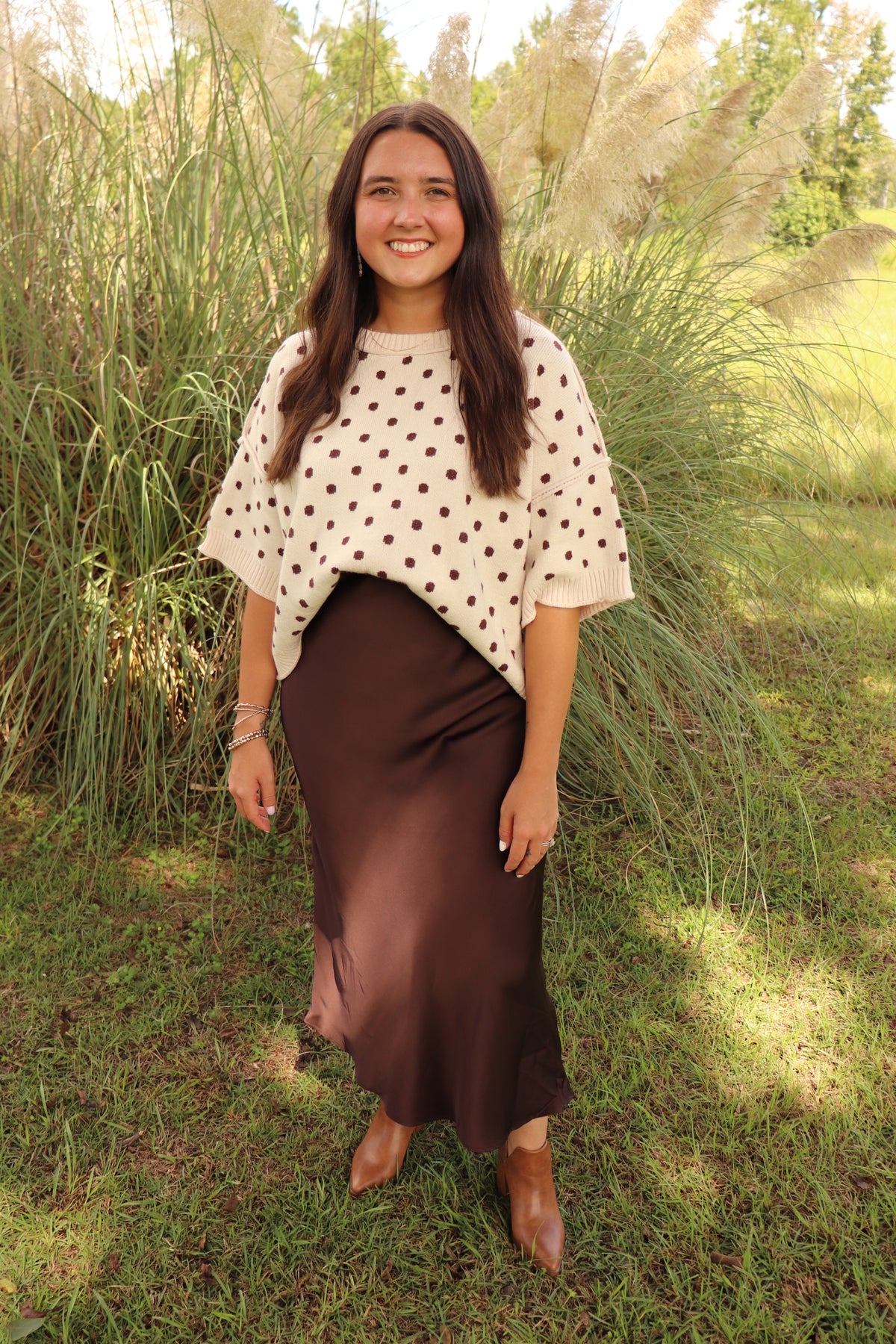 The Cocoa Dot Knit Top