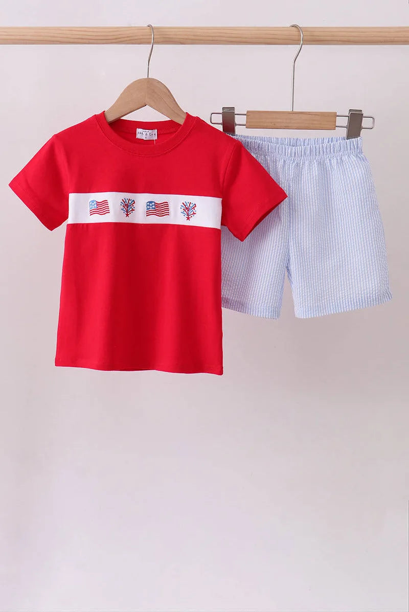 Star Spangled Little Boy Short Set