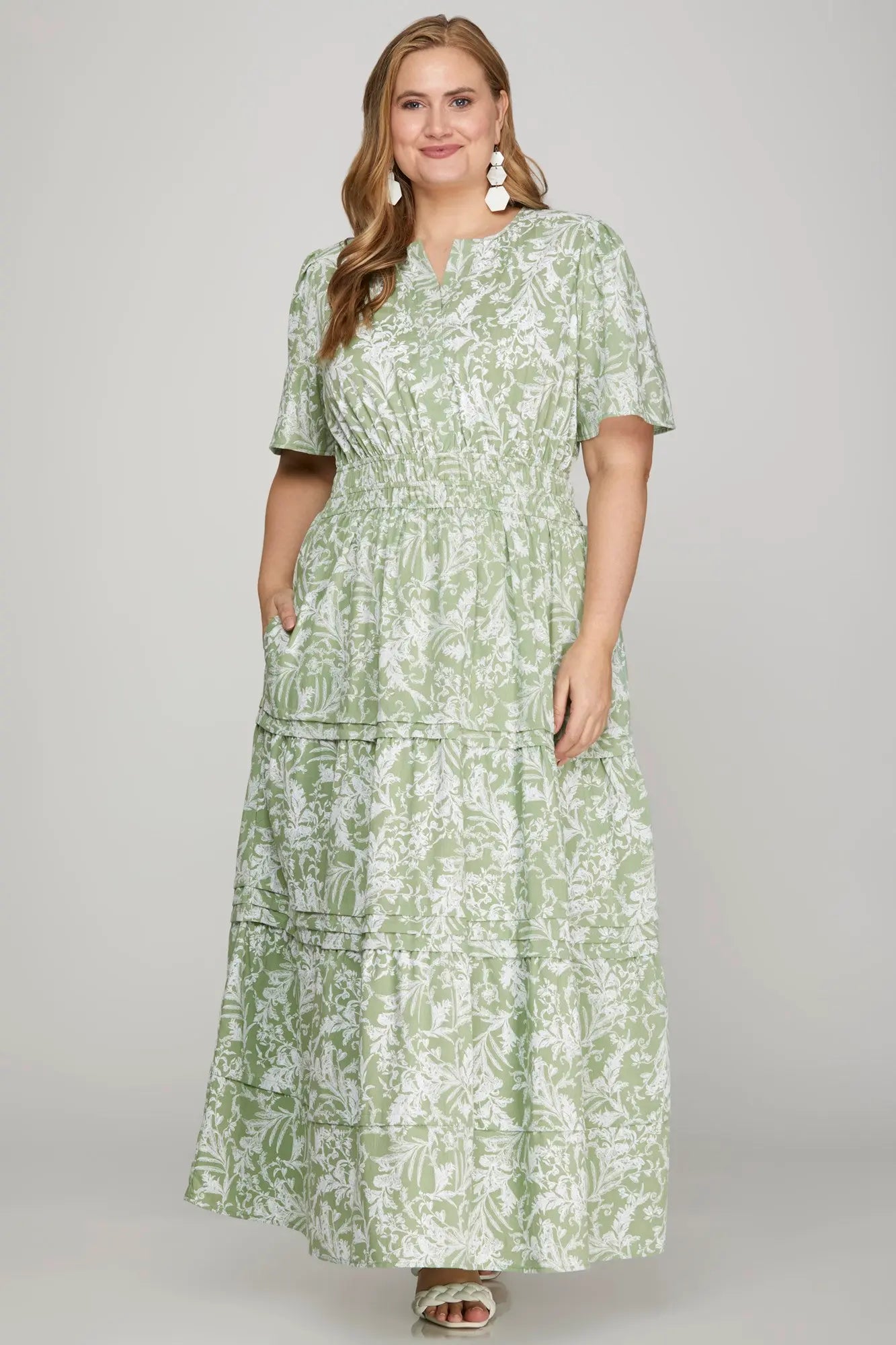 Sage Garden Tiered Maxi Dress