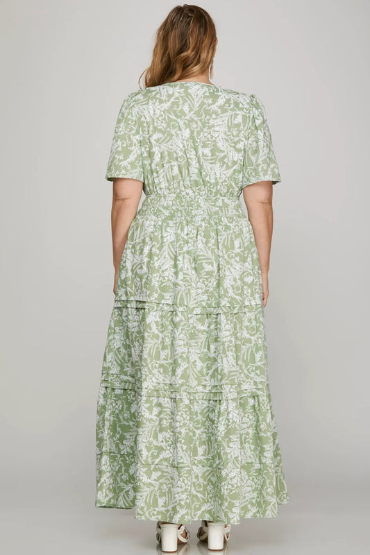 Sage Garden Tiered Maxi Dress