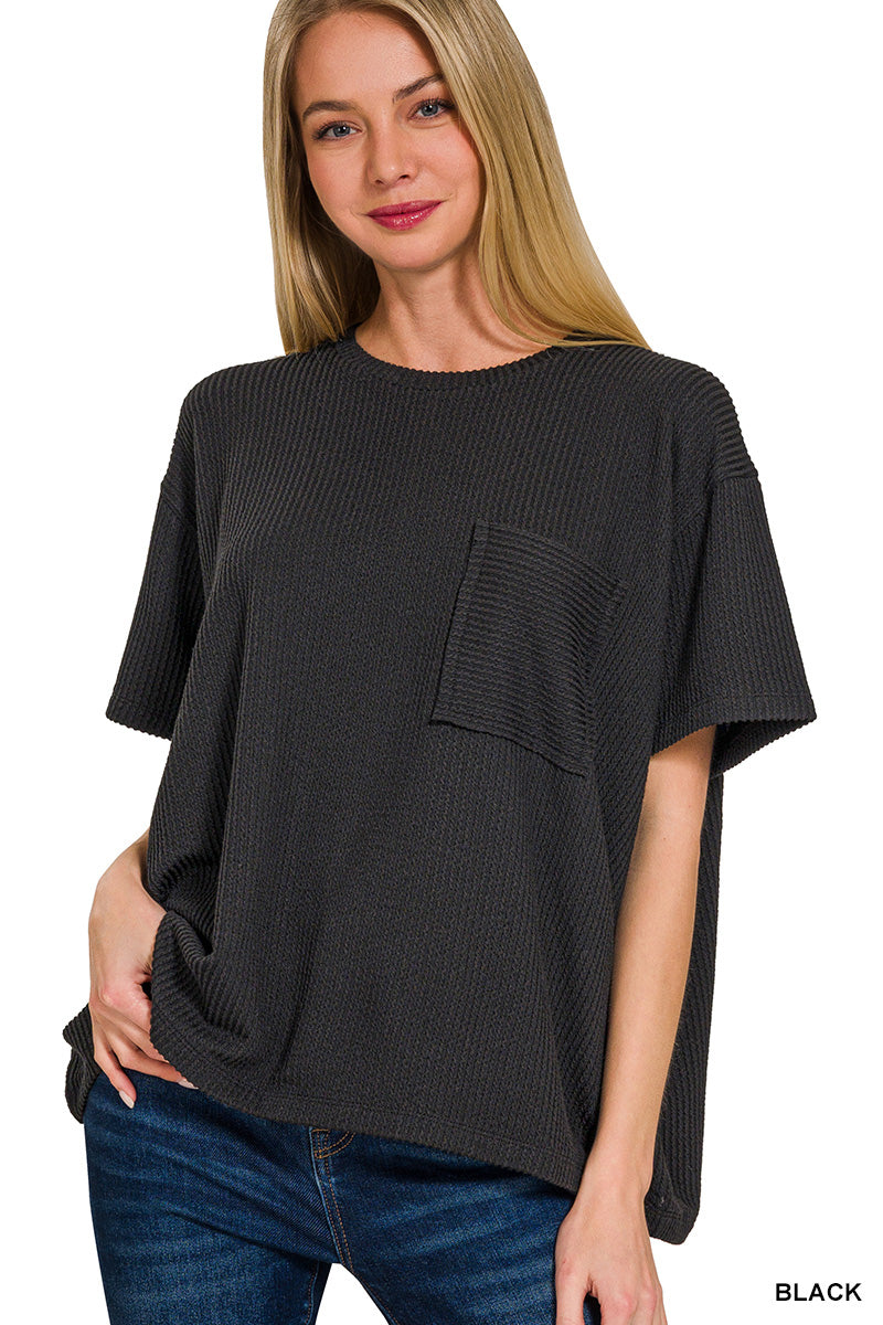 Everyday Raised Rib Pocket Top